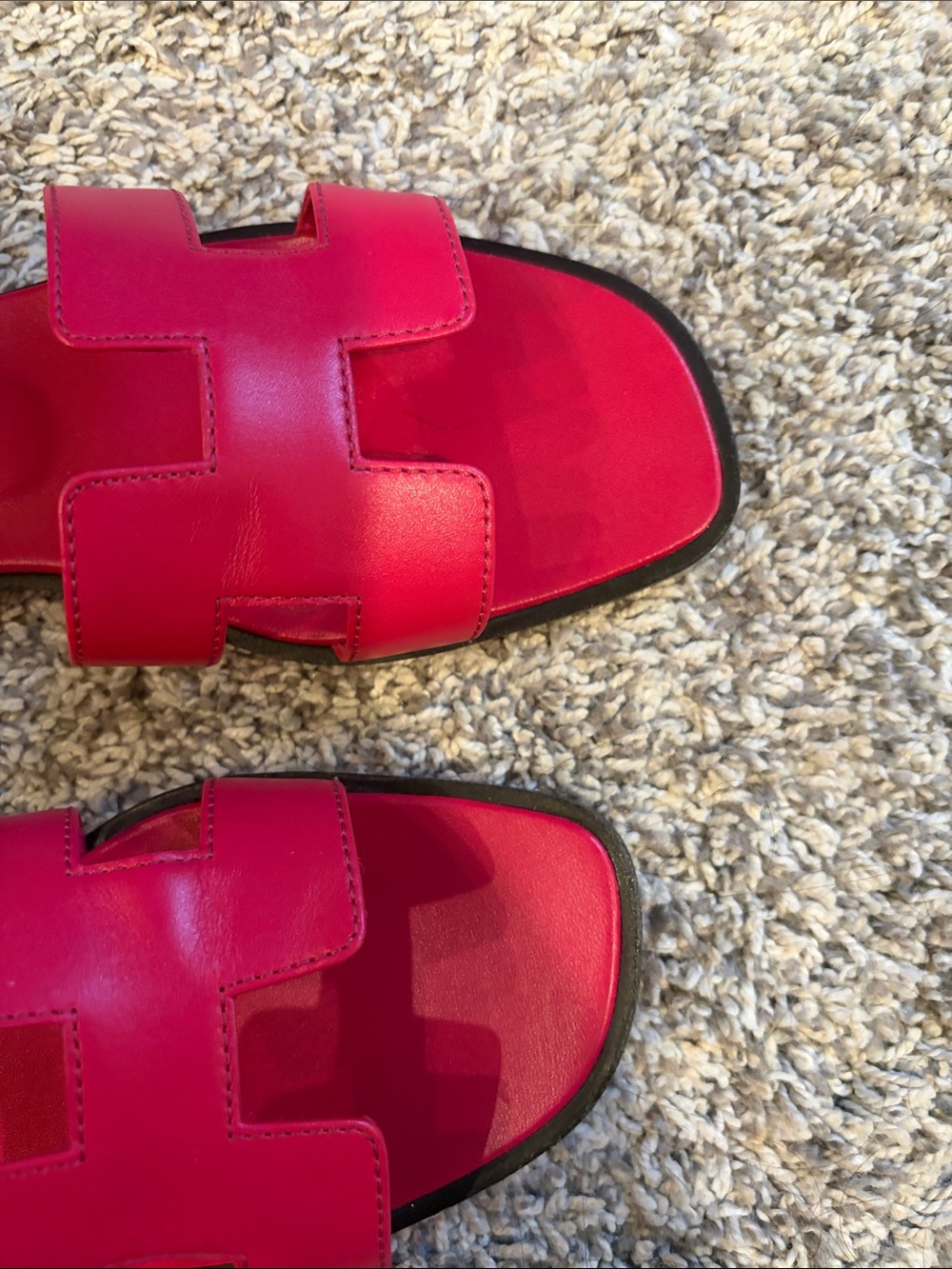 Hermes Pink Leather H Oran Slide Sandals - Picture 3 of 5